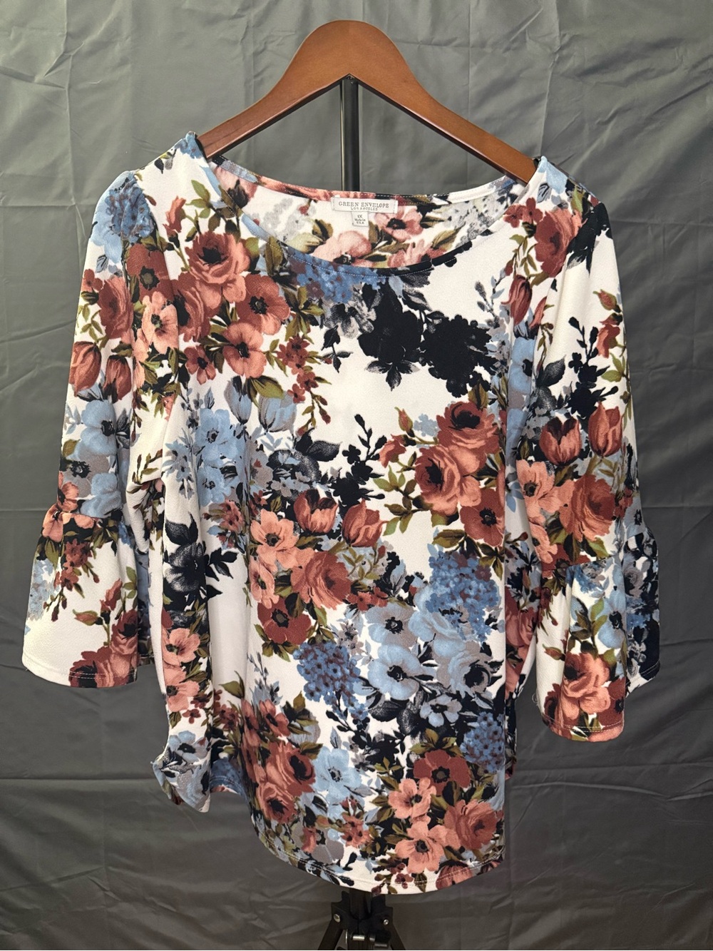 Green Envelope Floral Blouse